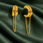 Chain Drop Hoop Earrings – Gold