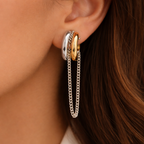 Chain Drop Hoop Earrings – Mix Metal