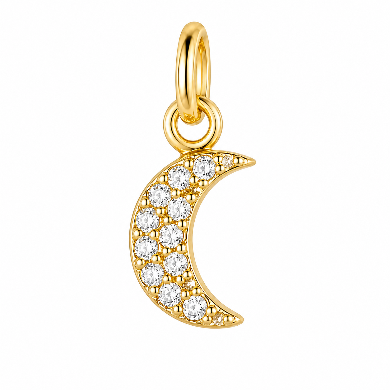 Moon Charm 18k Gold Plated Zirconia