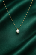 Gold Pearl Pendant Necklace