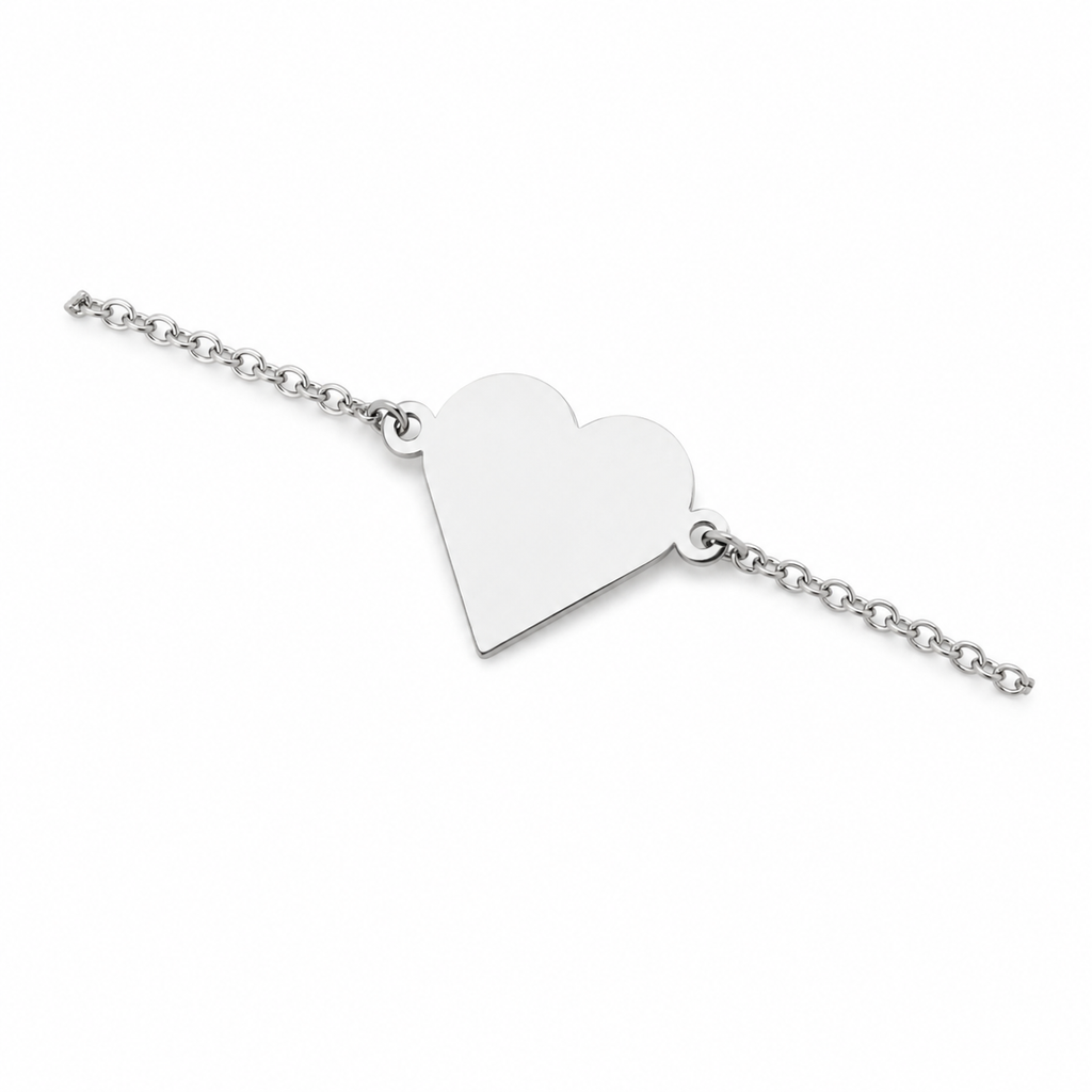 Big Heart Bracelet Silver Engraved