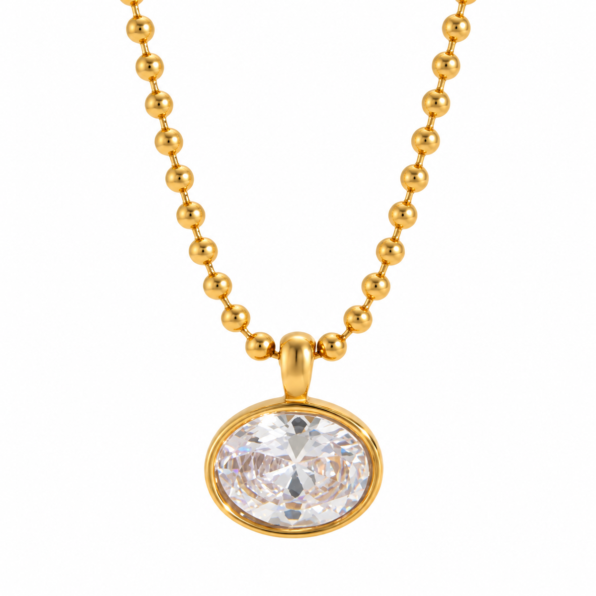 Round Bezel Drop Necklace