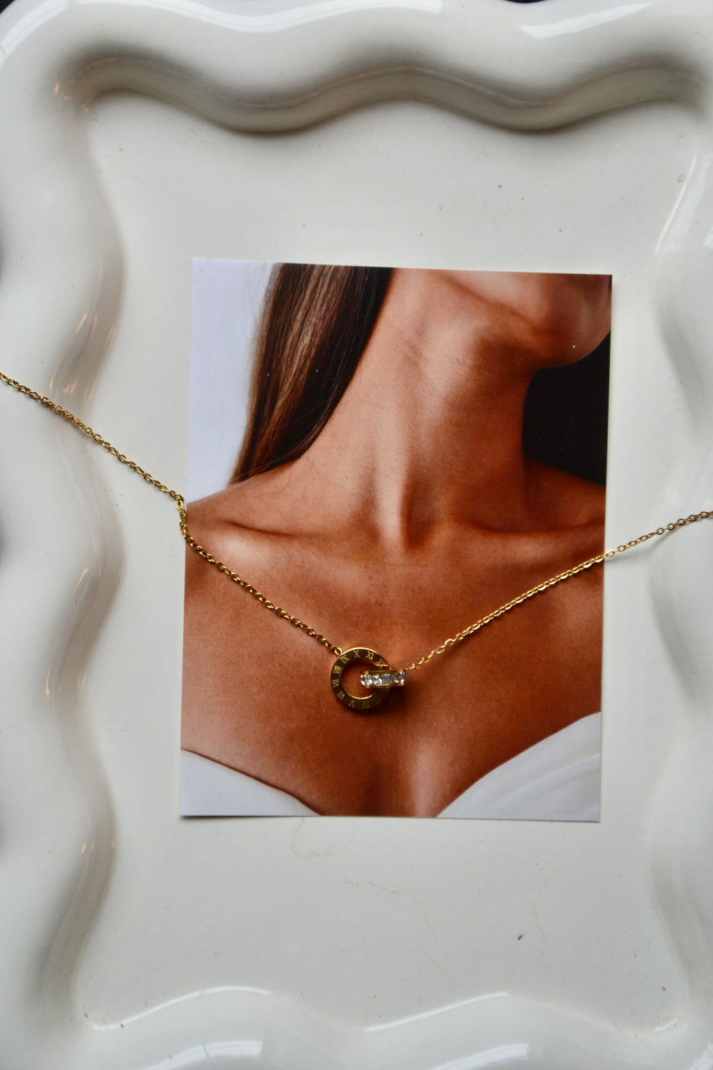 Gold Double Circles Necklace