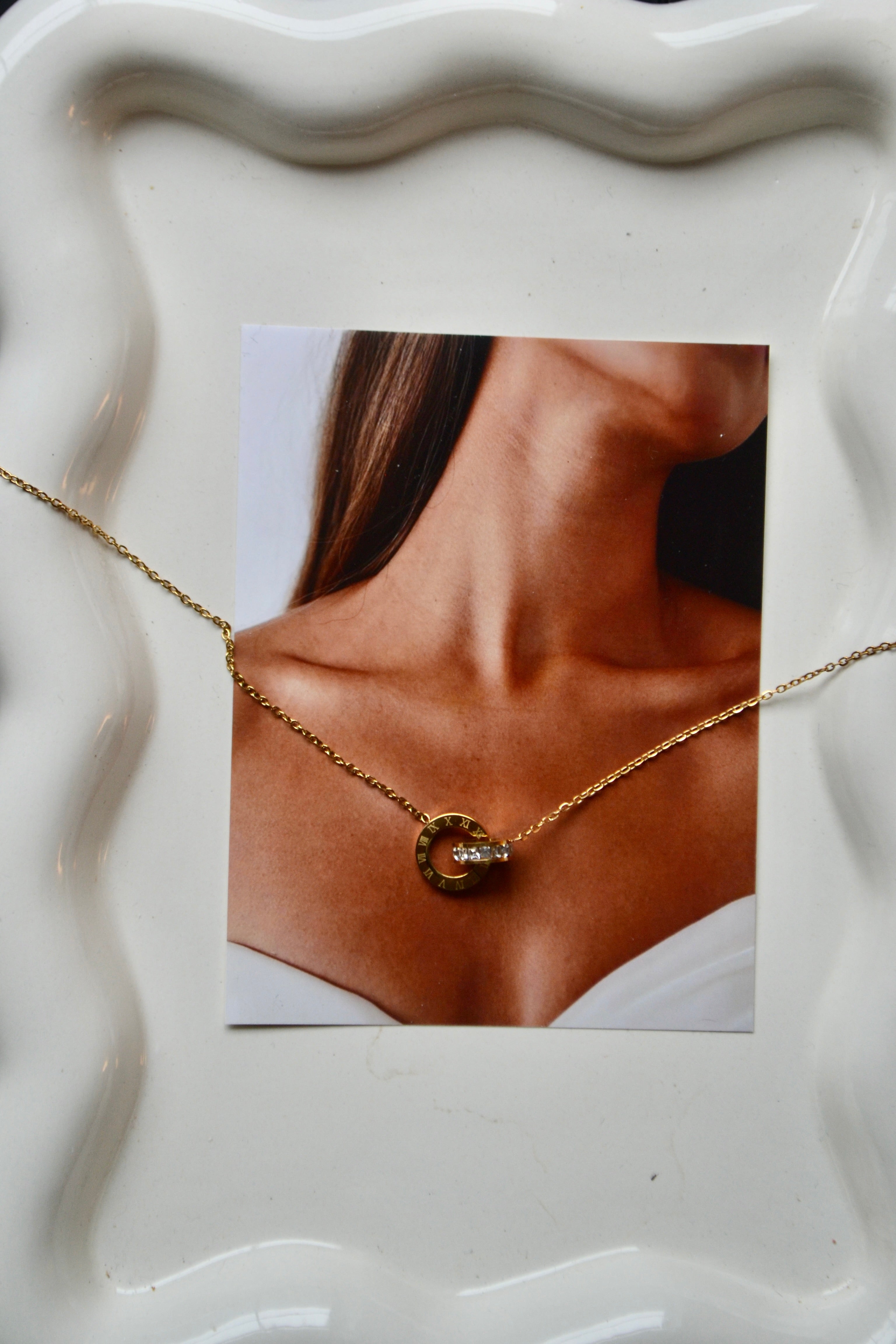 Gold Double Circles Necklace