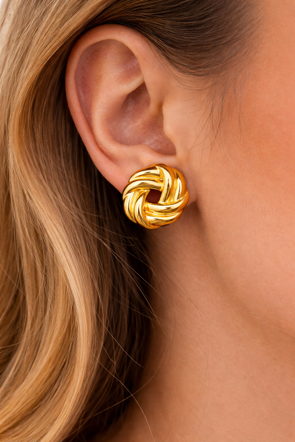Golden Knot Stud Earrings