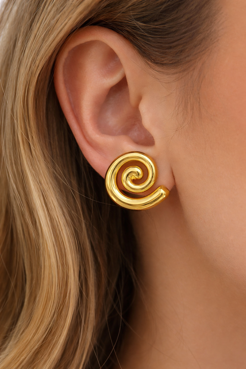 Golden Spiral Stud Earrings