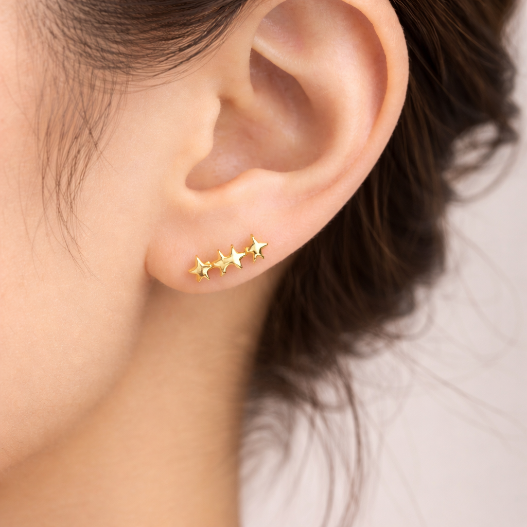 Golden Stars Ear Stud - One piece