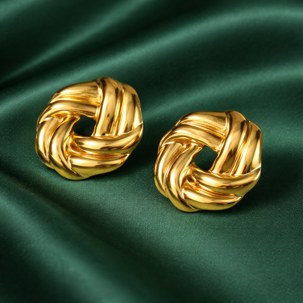 Golden Knot Stud Earrings