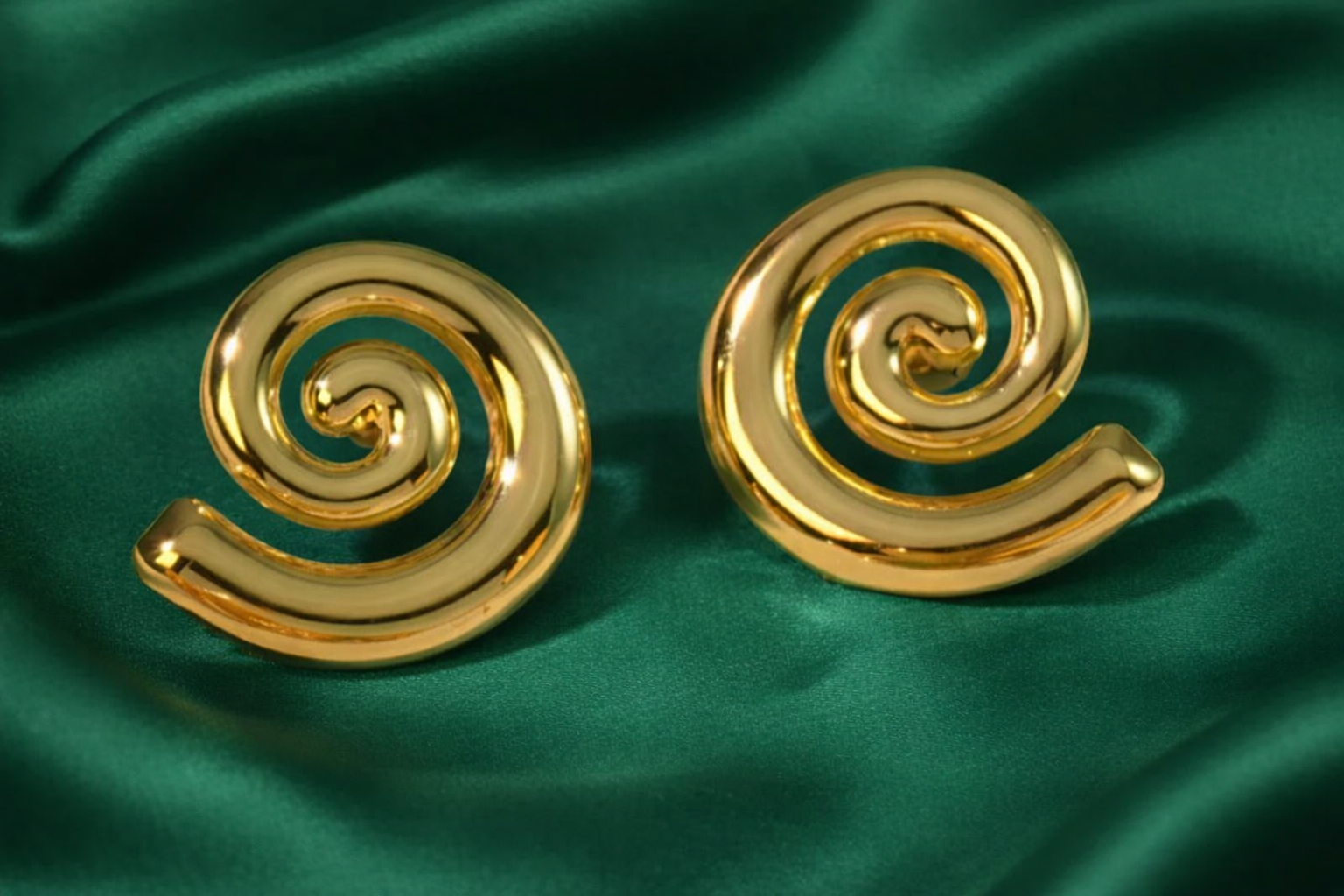 Golden Spiral Stud Earrings