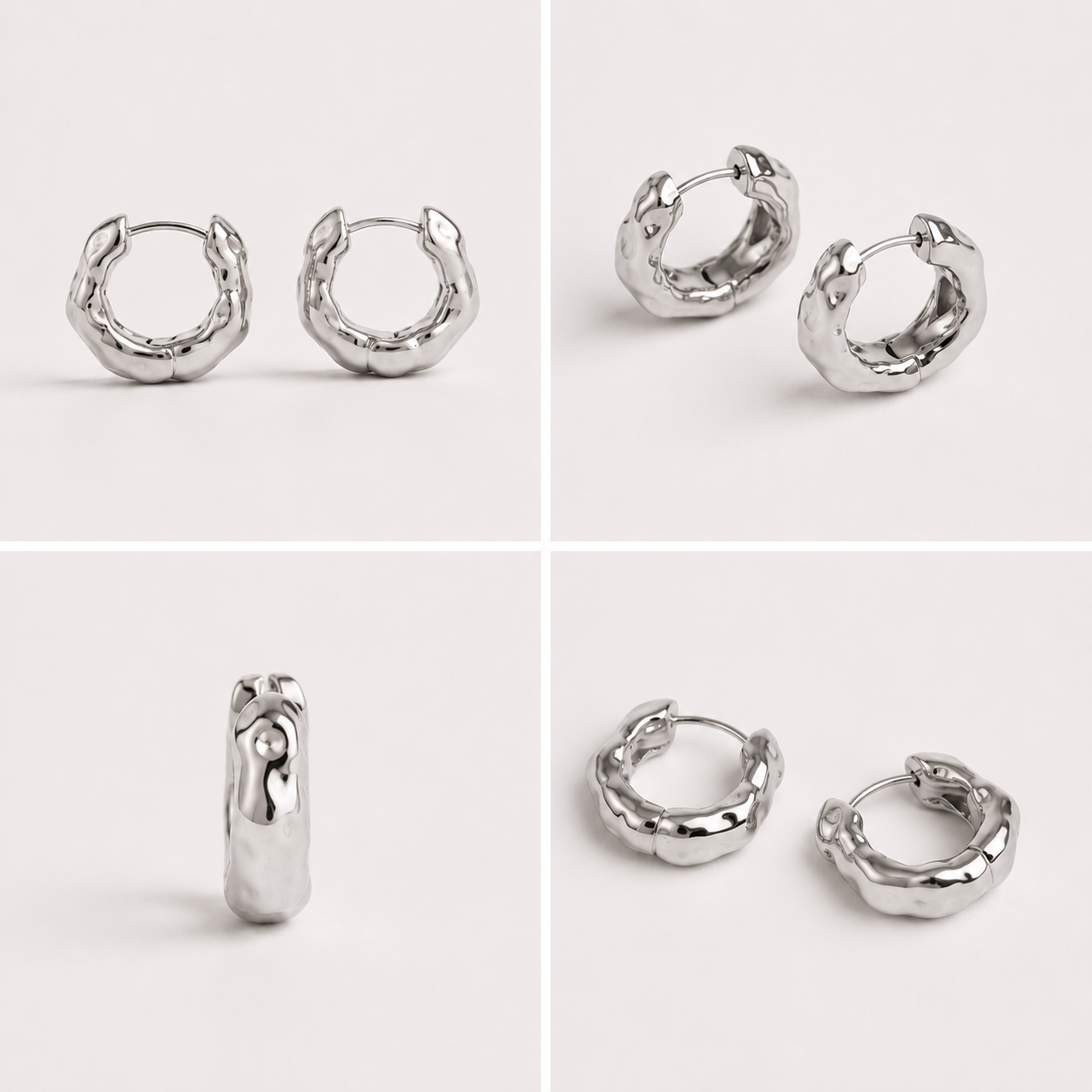 Silver Textured Hoops