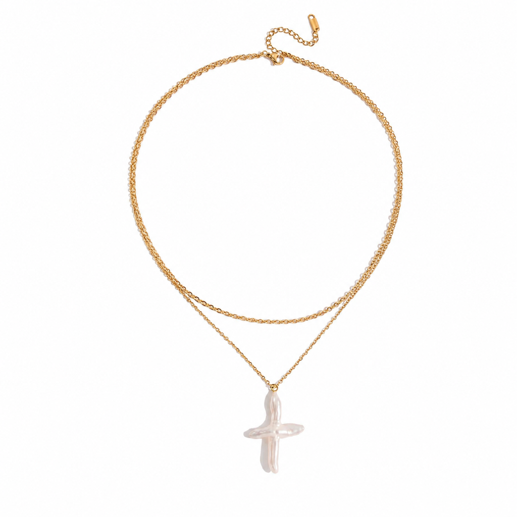 Pearl Grace Cross Necklace