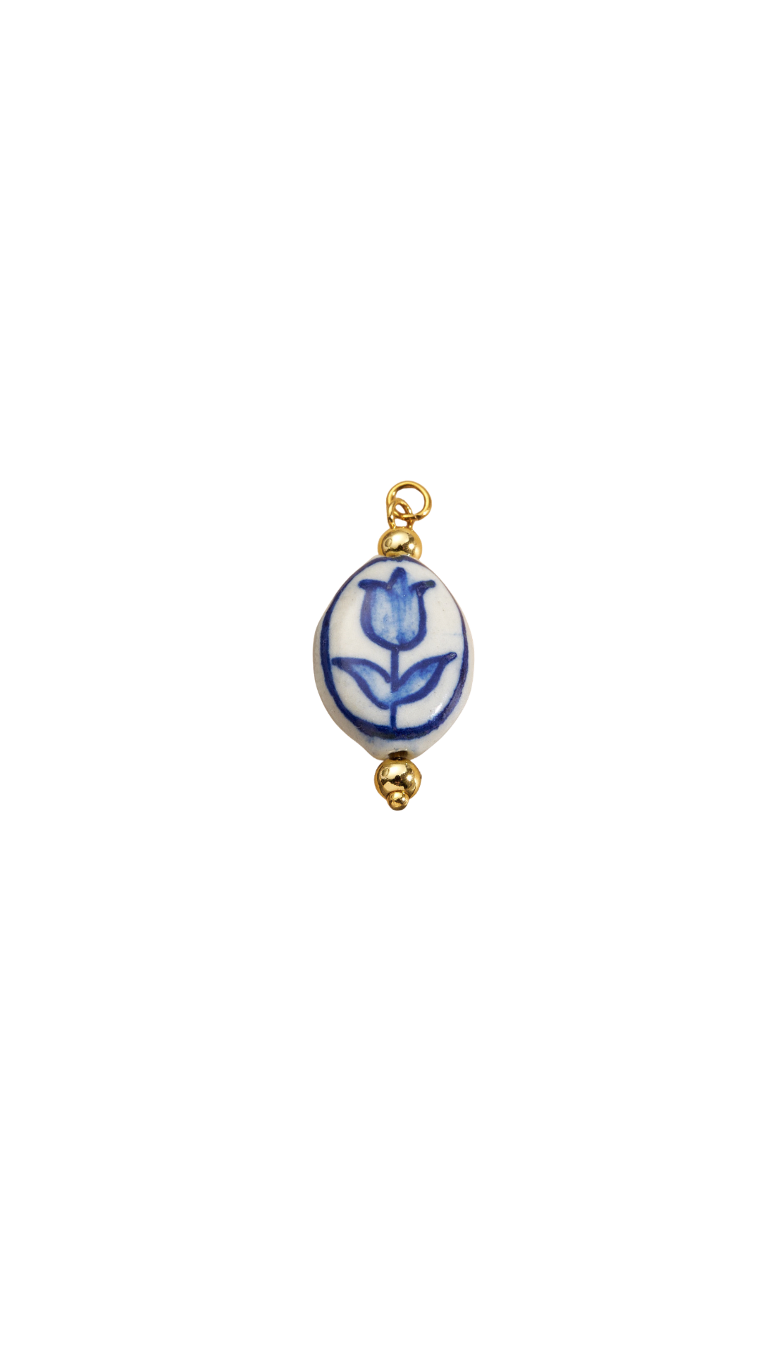 Porcelain Blue Tulip Charm - Chunky