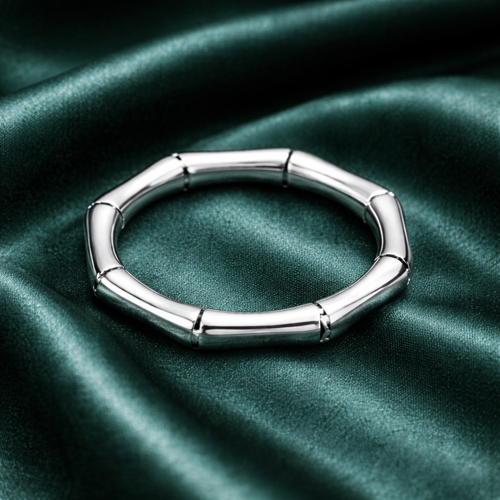 Silver Bamboo Link Ring