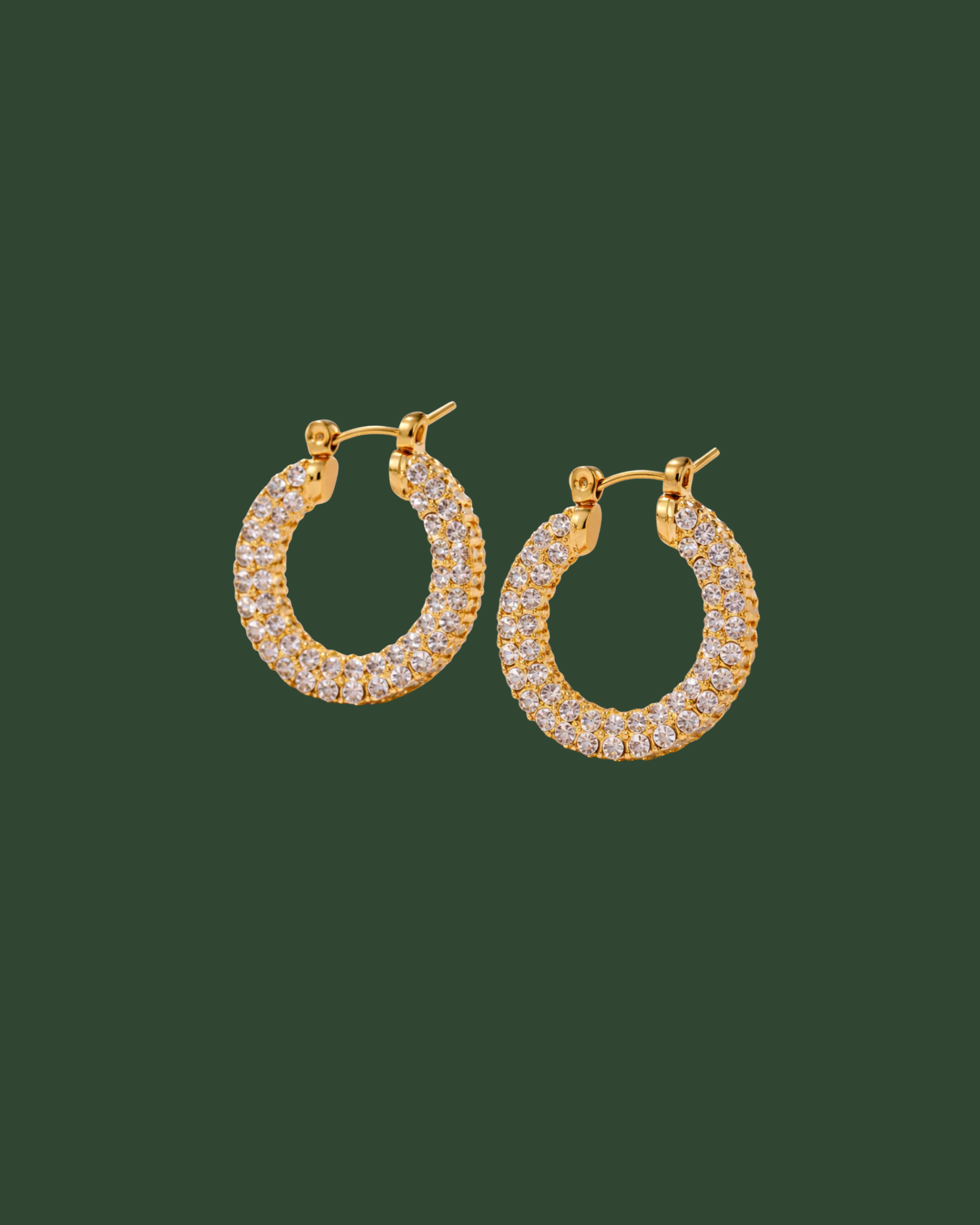 Gold Round Plating Rhinestones Earrings